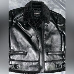 Express Black Faux Fur Jacket